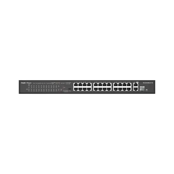 Switch mạng PoE Ruijie RG-ES126S-LP V2 – 24 cổng PoE+, 2 uplink Gigabit