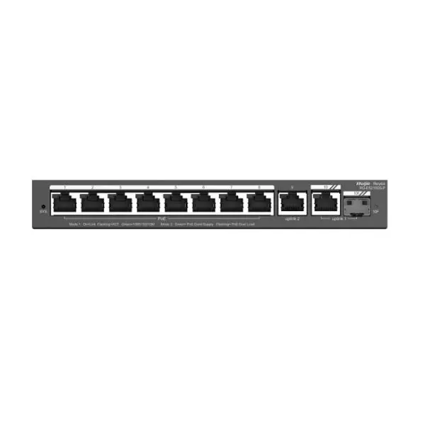 Switch mạng PoE Ruijie RG-ES210GS-P – 10 cổng Gigabit Smart Cloud Managed