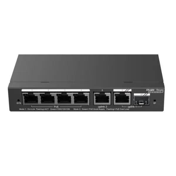 Switch mạng PoE Ruijie RG-ES206GS-P – 6 Port Gigabit Smart Cloud Managed - Hình ảnh 3