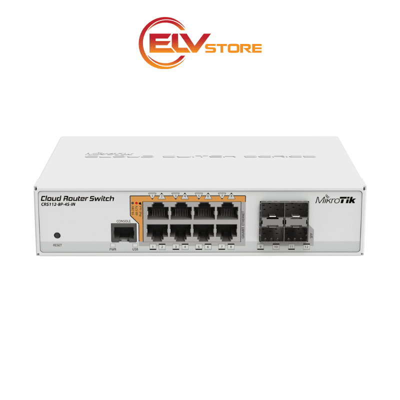 Switch PoE MikroTik CRS112-8P-4S-IN - 8 port Gigabit, port SFP