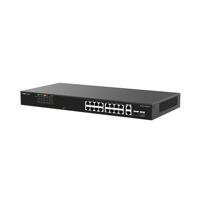 Switch mạng PoE Ruijie RG-ES118FGS-LP - 16 cổng PoE+, 2 cổng Gigabit - Hình ảnh 2