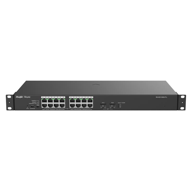 Switch mạng PoE Ruijie RG-ES118GS-P-L - 16 cổng PoE+, 2 cổng uplink Gigabit - Hình ảnh 2
