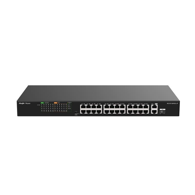 Switch mạng PoE Ruijie RG-ES126FGS-LP – 24 cổng PoE+, 2 uplink Gigabit, 1 combo - Hình ảnh 2