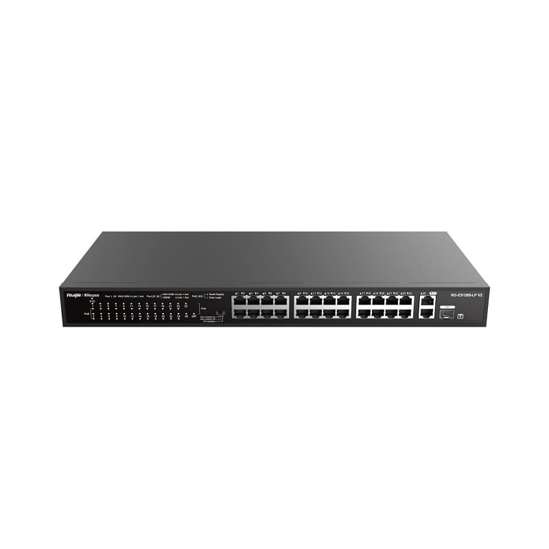 Switch mạng PoE Ruijie RG-ES126S-LP V2 – 24 cổng PoE+, 2 uplink Gigabit - Hình ảnh 2
