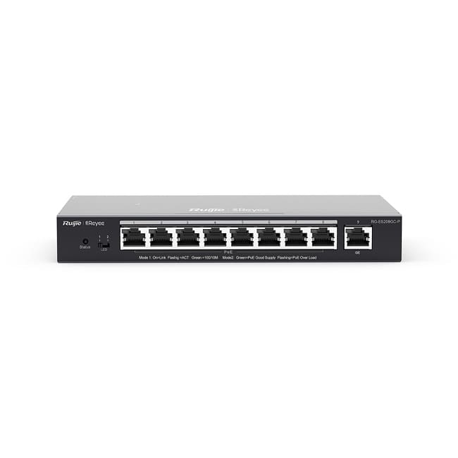 Switch mạng PoE Ruijie RG-ES209GC-P – 9 cổng Gigabit Smart Cloud Managed