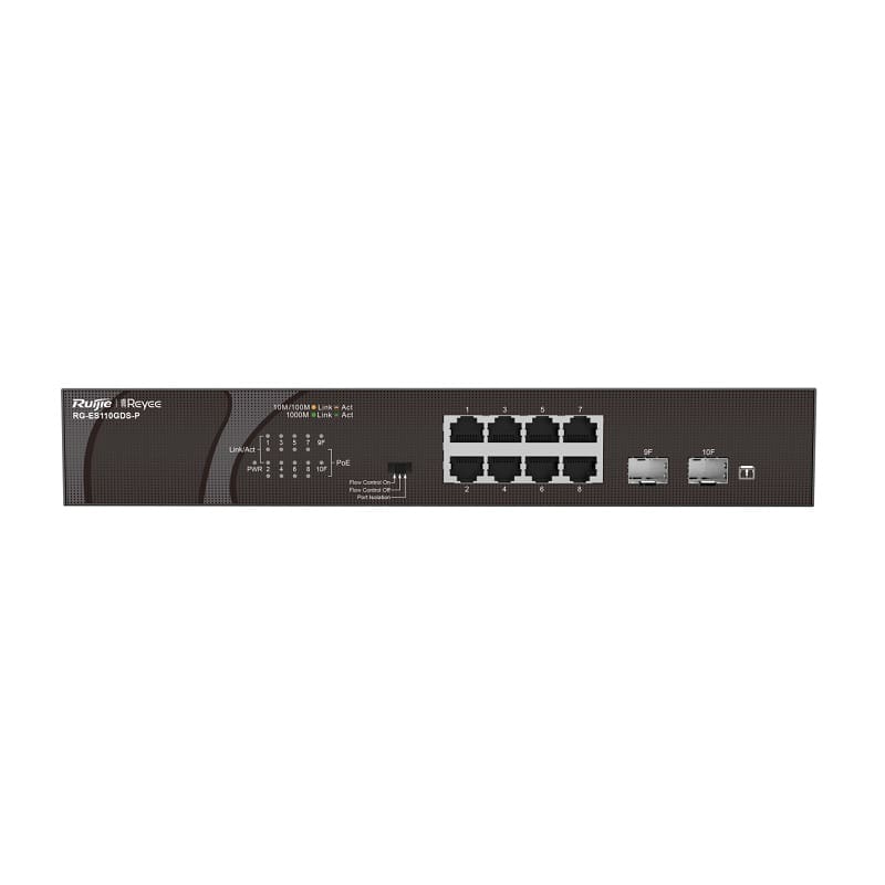 Switch mạng Ruijie RG-ES110GDS-P - 8 cổng Gigabit PoE+, 2 cổng SFP