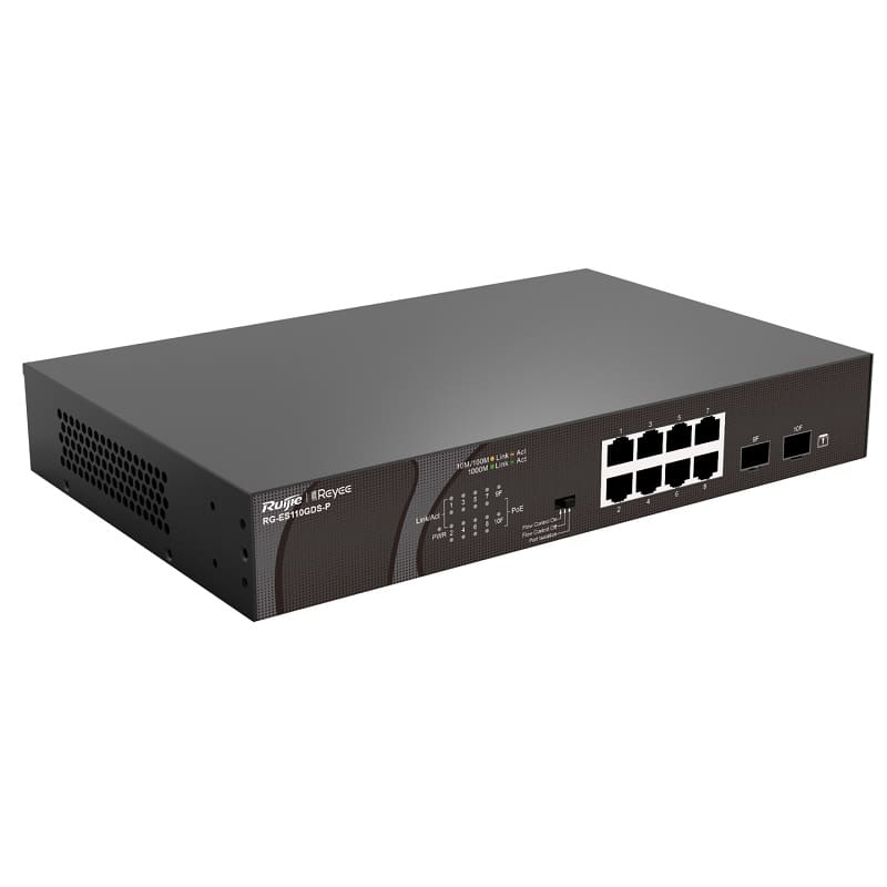 Switch mạng Ruijie RG-ES110GDS-P - 8 cổng Gigabit PoE+, 2 cổng SFP - Hình ảnh 4