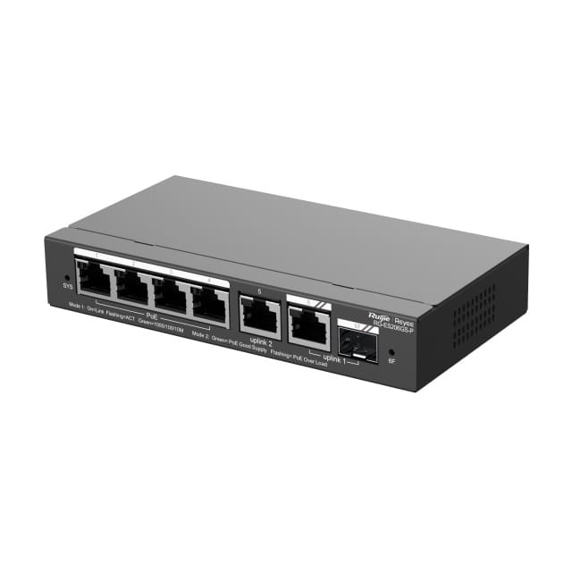Switch mạng PoE Ruijie RG-ES206GS-P – 6 Port Gigabit Smart Cloud Managed - Hình ảnh 2