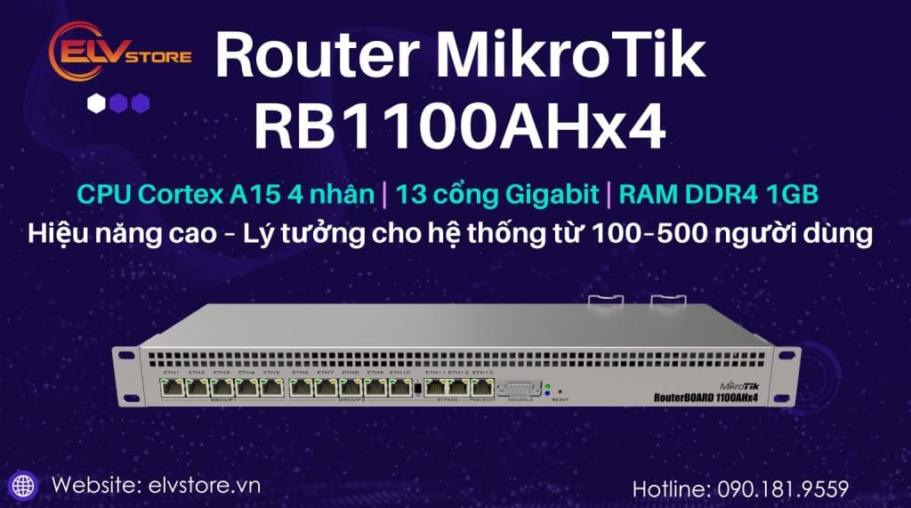 Cần router mạnh, chạy ổn định cho 100–500 user? Chọn ngay MikroTik RB1100AHx4