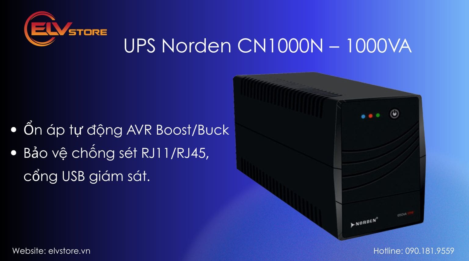 Đánh giá UPS Norden CN1000N – 1kVA, AVR ổn áp, nhỏ gọn, giá hợp lý
