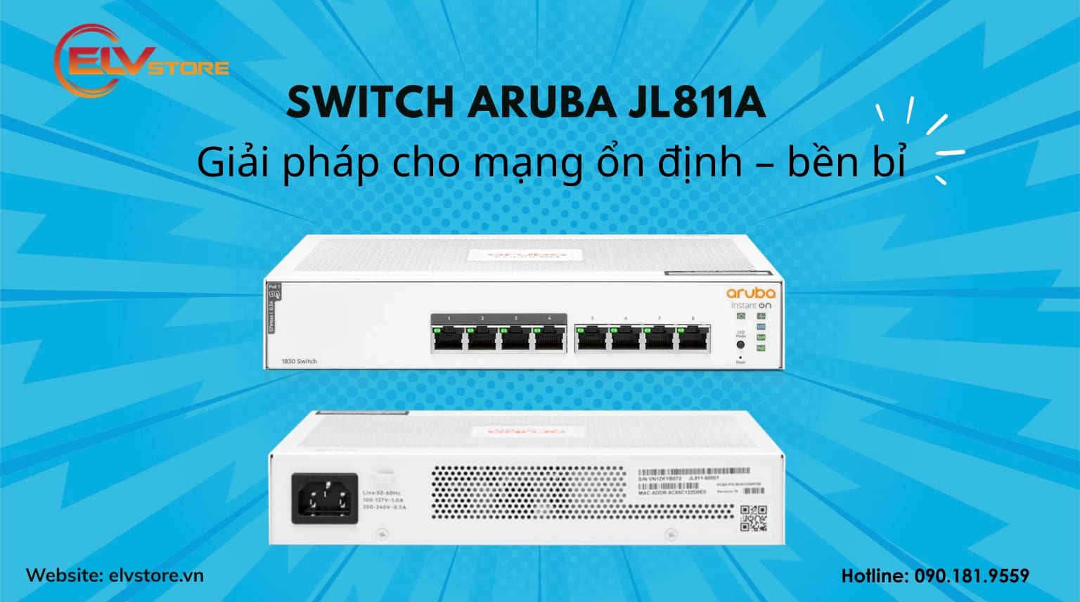 Tối ưu mạng doanh nghiệp với Switch 8 cổng Gigabit PoE HPE JL811A