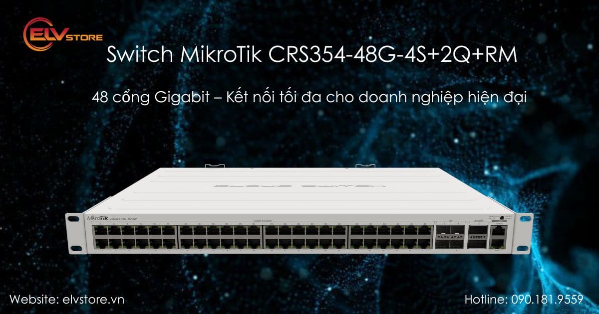 Switch MikroTik CRS354-48G-4S+2Q+RM – Kết nối Gigabit, uplink 40G mạnh mẽ