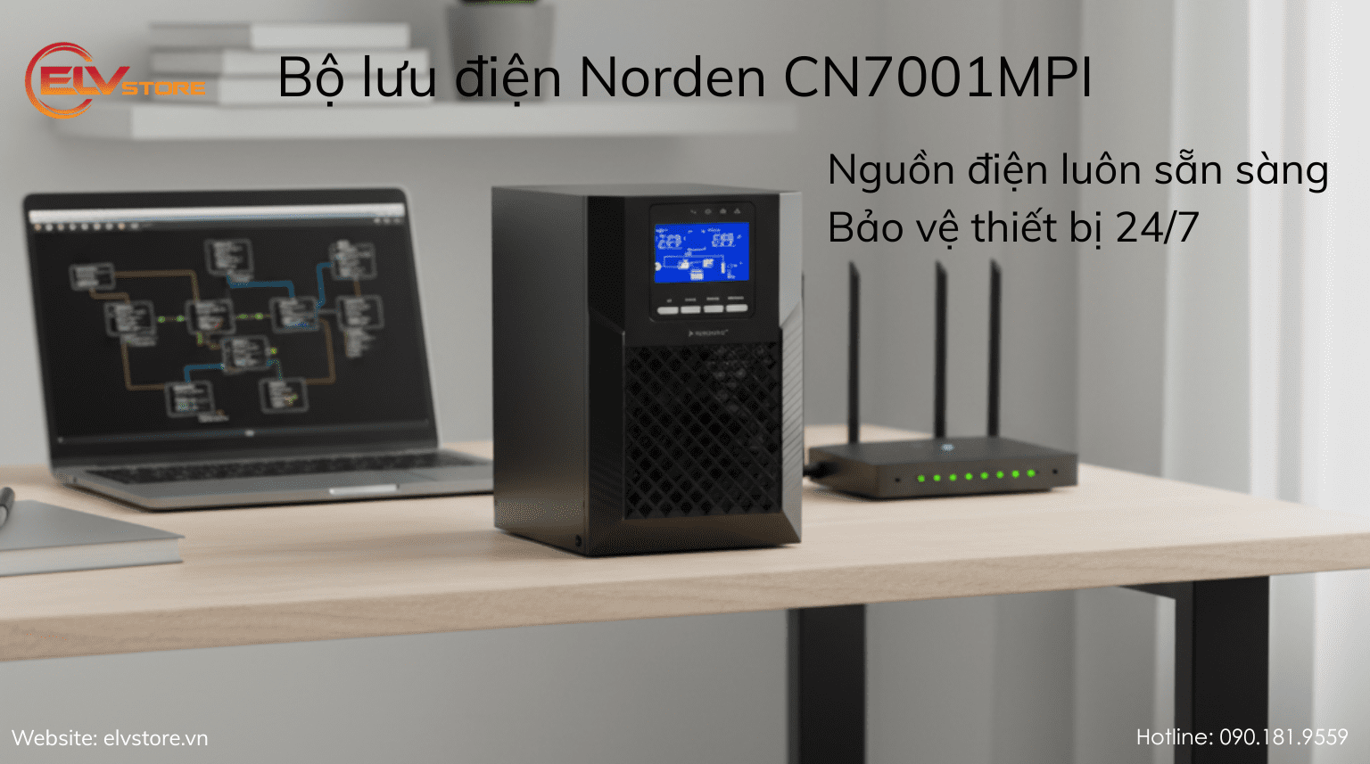 Bộ lưu điện Norden CN7001MPI – Giải pháp ổn định nguồn điện cho hệ thống mạng và camera