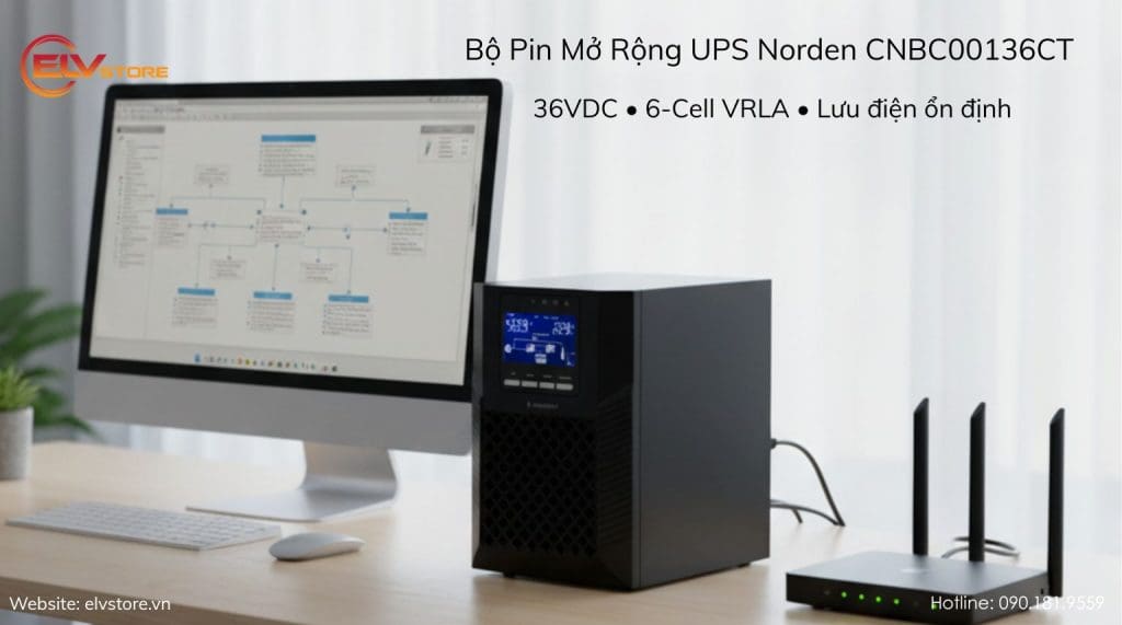 Bộ Pin Mở Rộng UPS Norden CNBC00136CT – 36VDC 6-Cell VRLA cho hệ thống lưu điện ổn định