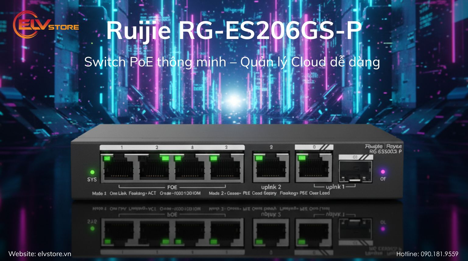 Switch PoE Ruijie RG-ES206GS-P – Đánh Giá Hiệu Năng Cho Văn Phòng & Hệ Thống Camera